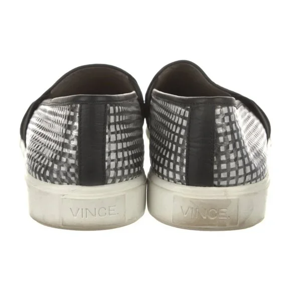 Vince Blair Metallic Gray Check Leather Slip On Sneakers l Women’s Size 7.5 - Picture 4 of 5